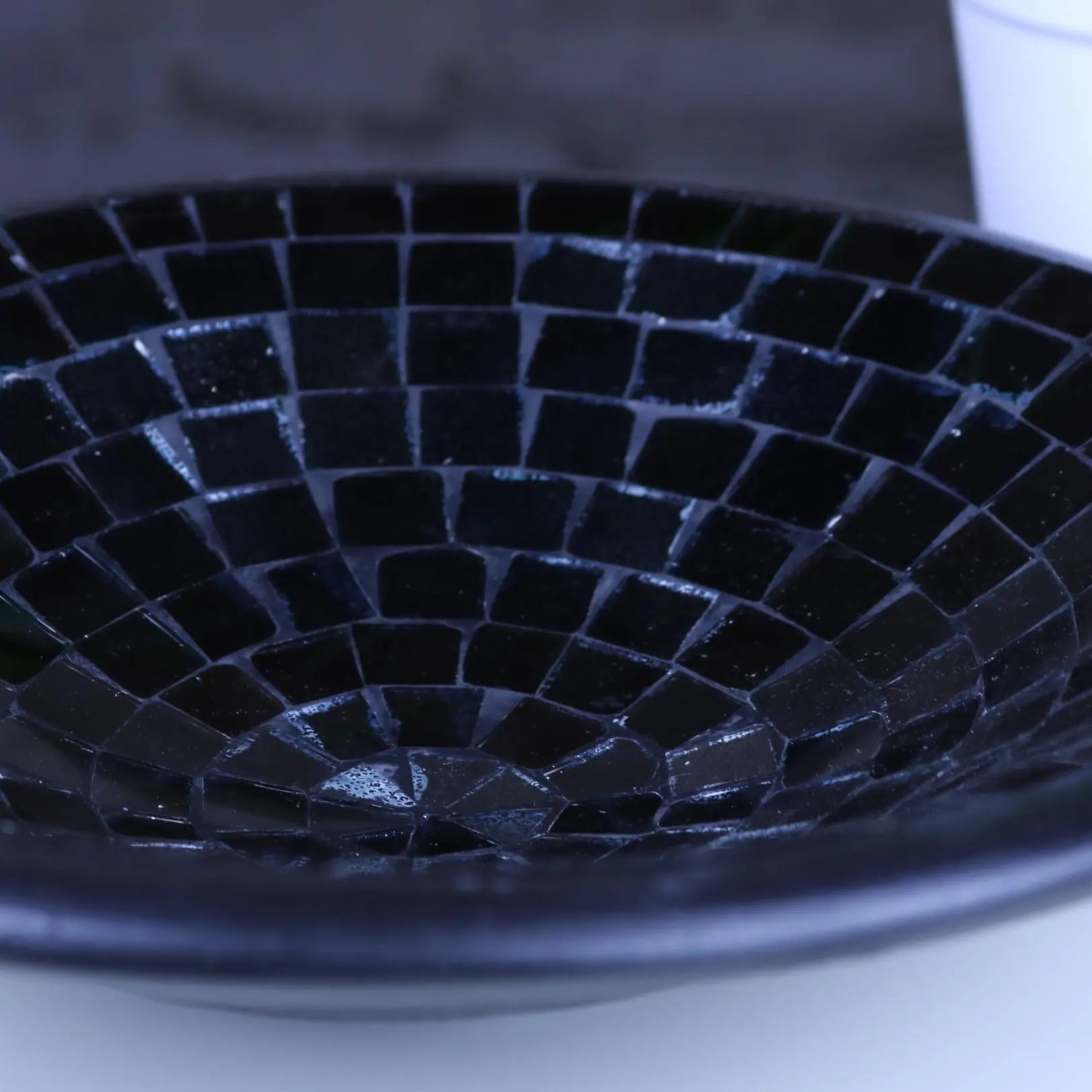 Salola Black Glass Mosaic Bowl - Handcrafted Elegance for Your Home