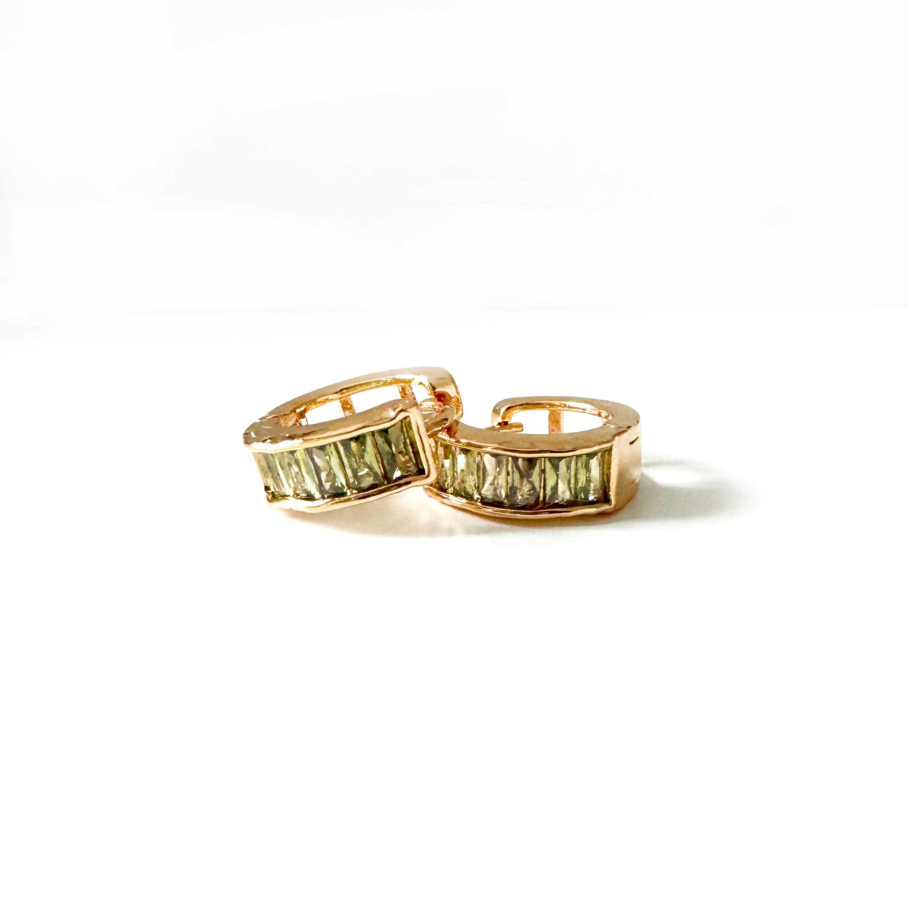 Emmie Green Jewelled Huggie Hoop Earrings
