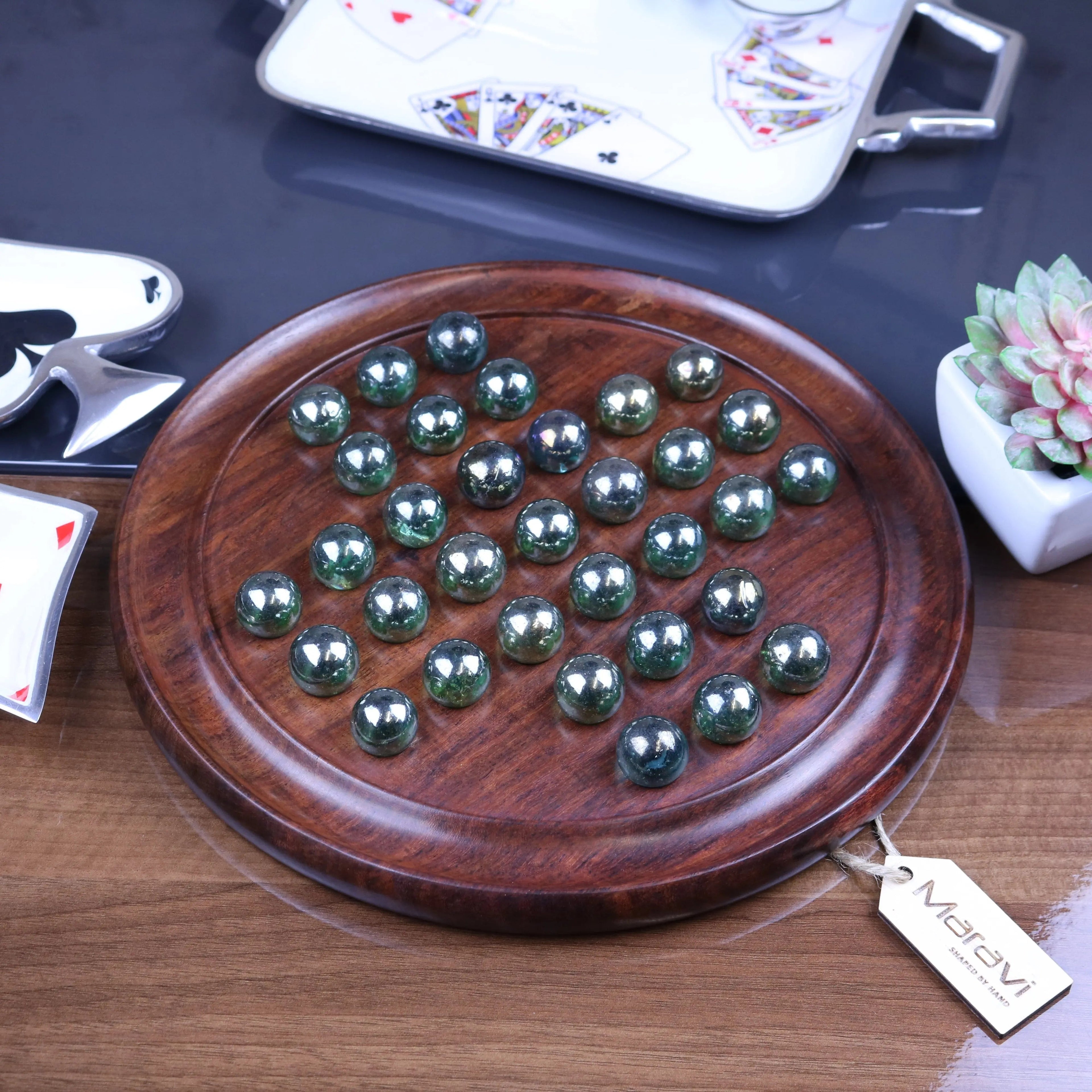 Dinod Large Wooden Solitaire Game Set