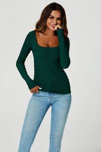 Long sleeved top In Dark Green
