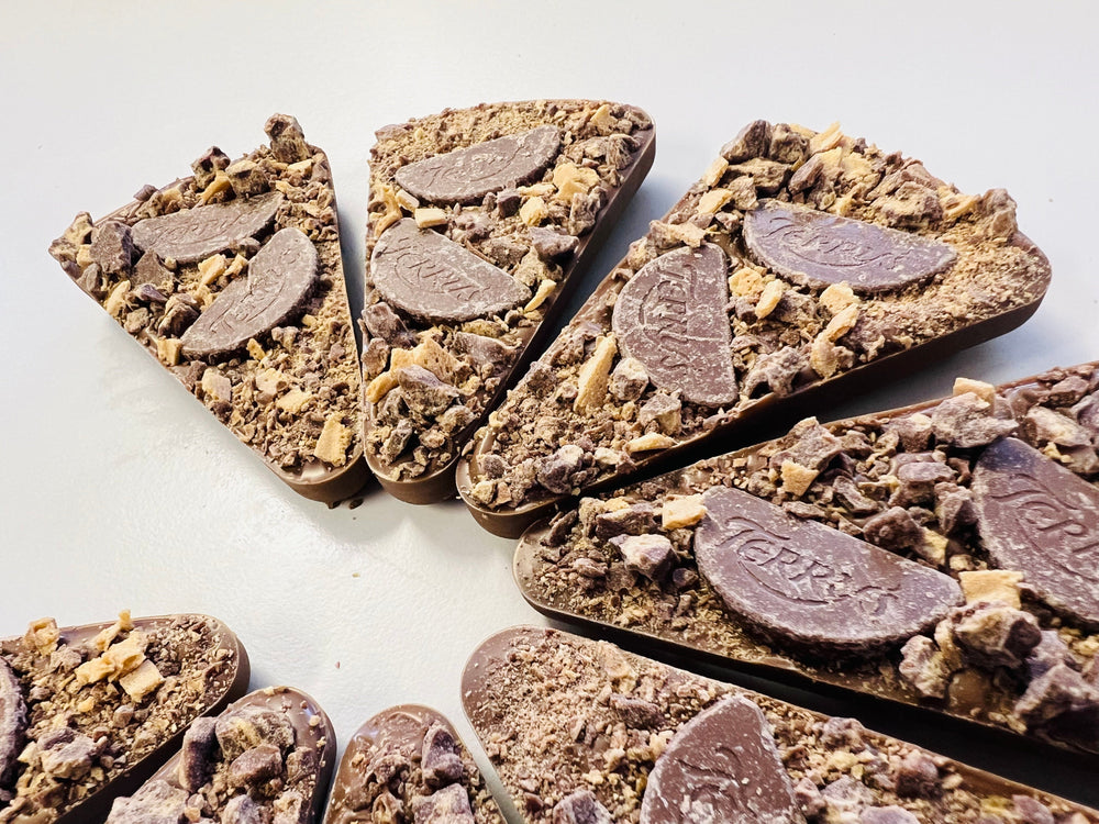Choc Orange Crunch & Milk Chocolate Pizza Slice