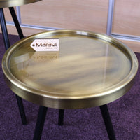 Ari Set of 2 Metal Round Side Tables Antiqued Gold