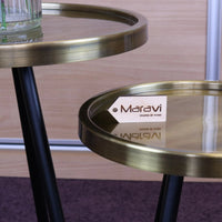 Ari Set of 2 Metal Round Side Tables Antiqued Gold