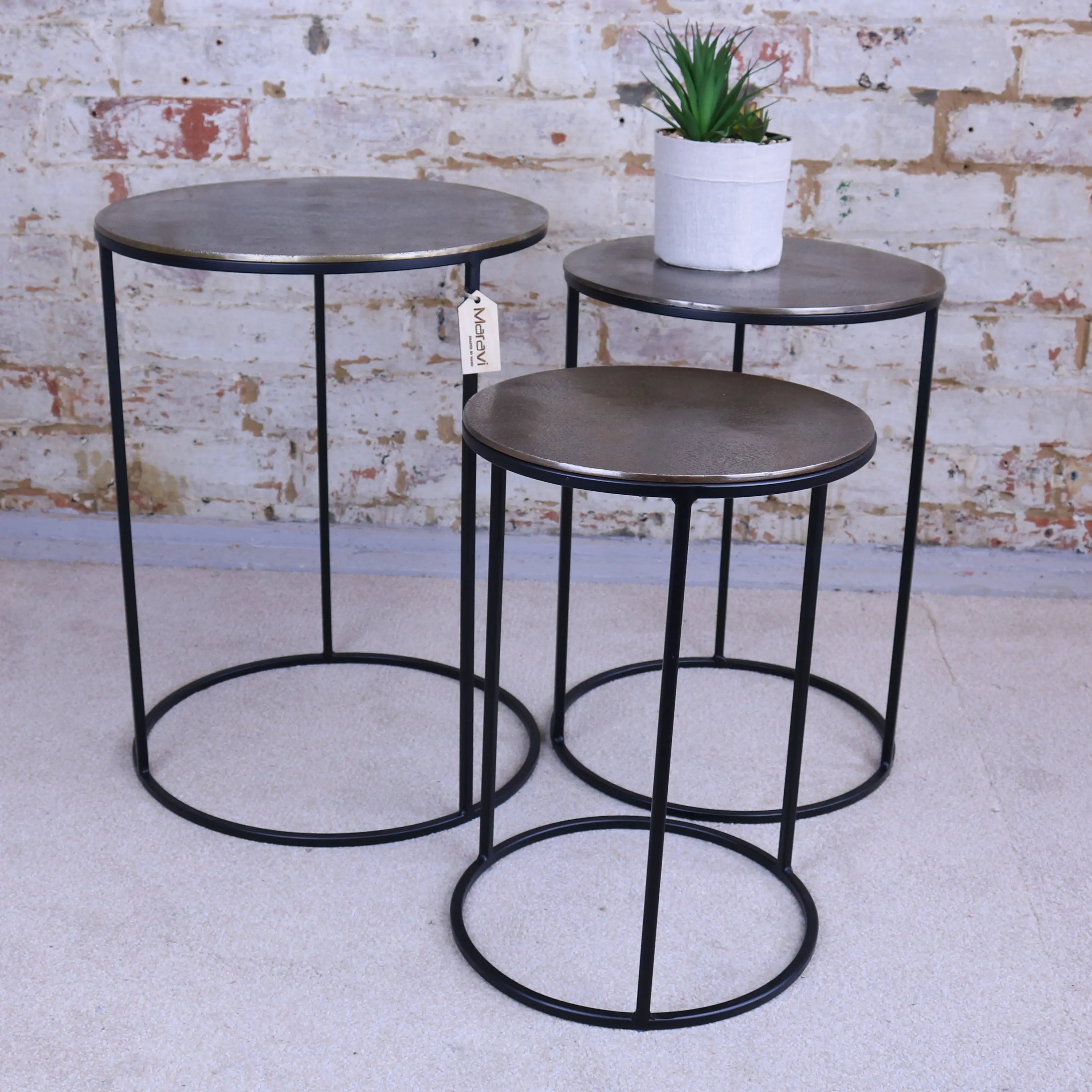 Karari Gold Metal Round Nest of Tables