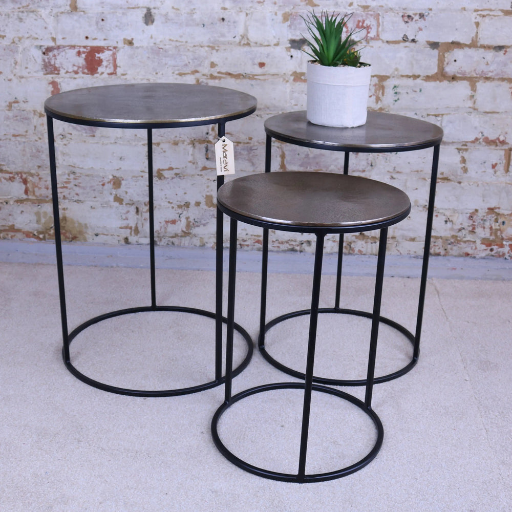 Karari Gold Metal Round Nest of Tables
