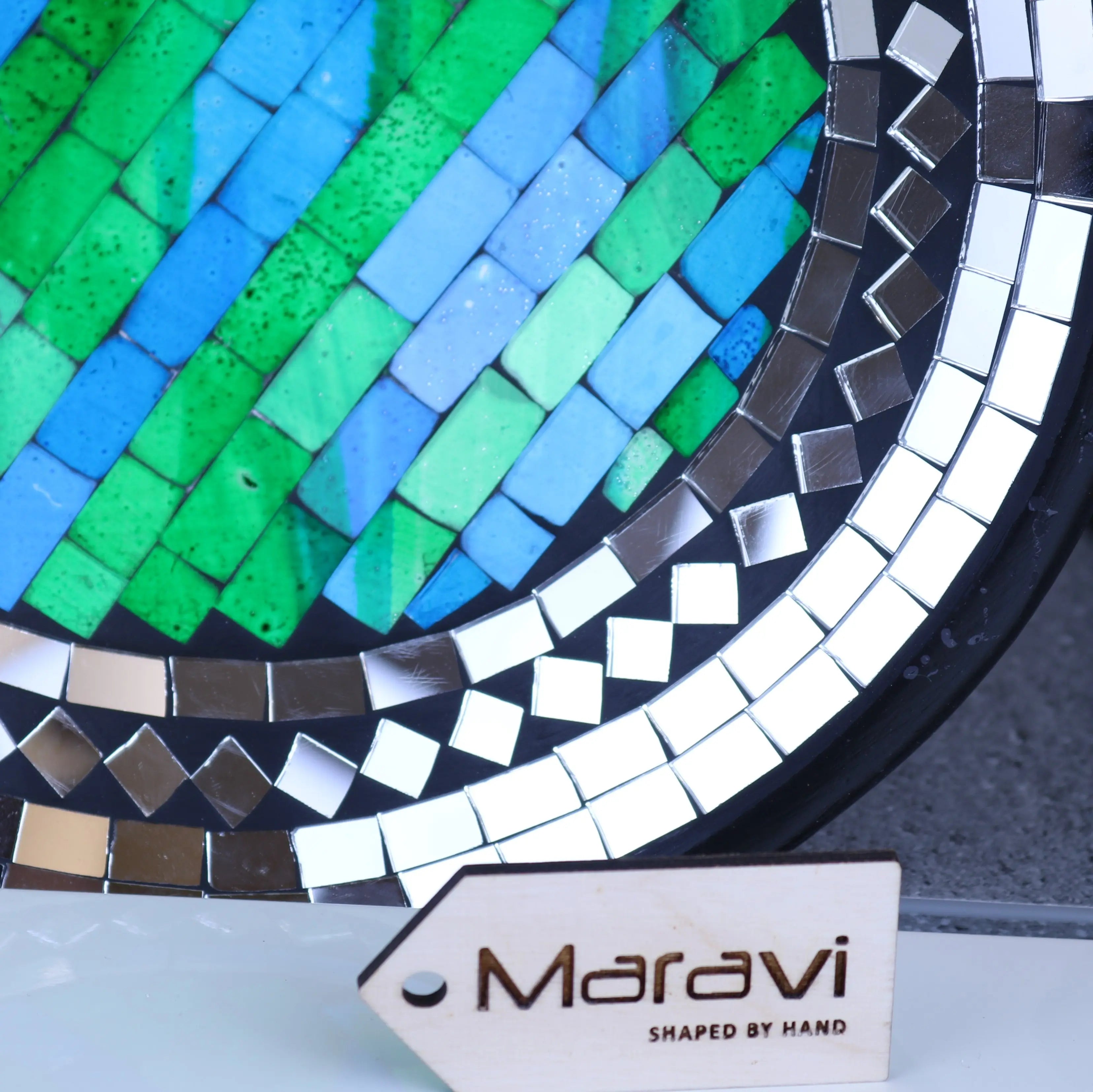 Vill Mosaic Bowl 28cm Turquoise and Mirror
