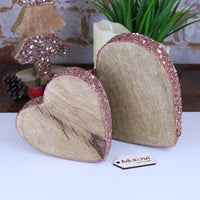Lovell Heart-Shaped Wooden Christmas Decoration with Copper Jewel Accents