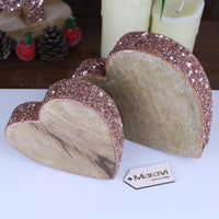 Lovell Heart-Shaped Wooden Christmas Decoration with Copper Jewel Accents