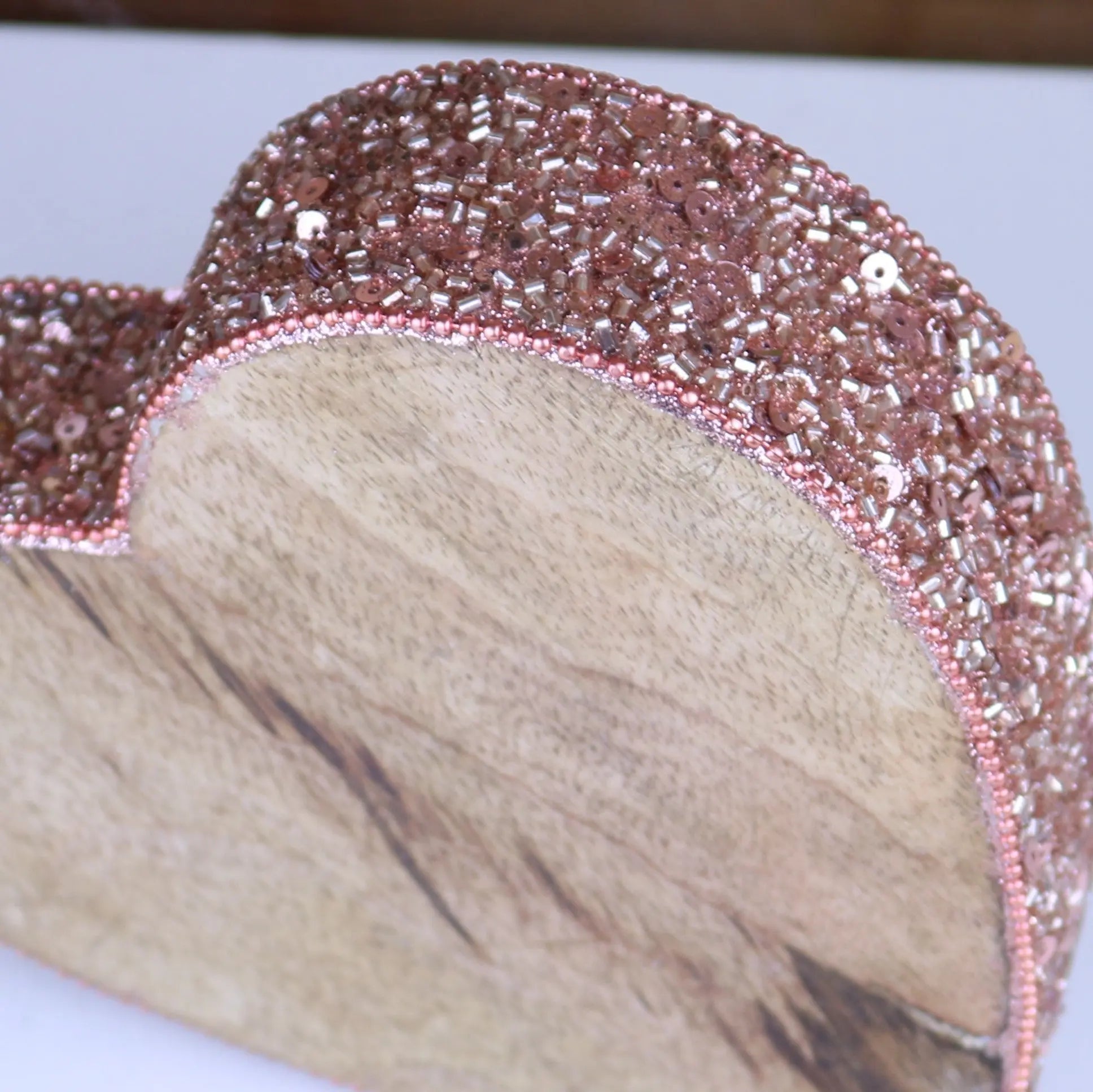 Lovell Christmas Wooden Decoration Heart Shape Copper Jewel Design