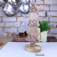 Lovell Handcrafted Wooden Christmas Tree Ornament with Copper Jewel Accents 38cm