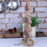 Lovell Handcrafted Wooden Christmas Tree Ornament with Copper Jewel Accents 38cm