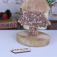Lovell Handcrafted Wooden Christmas Tree Ornament with Copper Jewel Accents 38cm