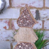 Lovell Handcrafted Wooden Christmas Tree Ornament with Copper Jewel Accents 38cm