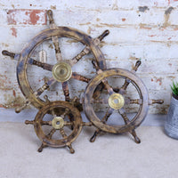 Naav Natural Mango Wood Nautical Ships Wheel