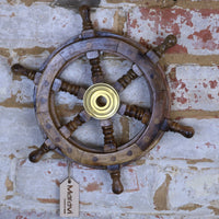 Naav Natural Mango Wood Nautical Ships Wheel