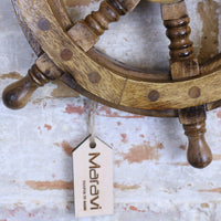 Naav Natural Mango Wood Nautical Ships Wheel