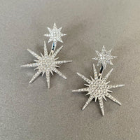 Aura Crystal Silver Starburst Earrings