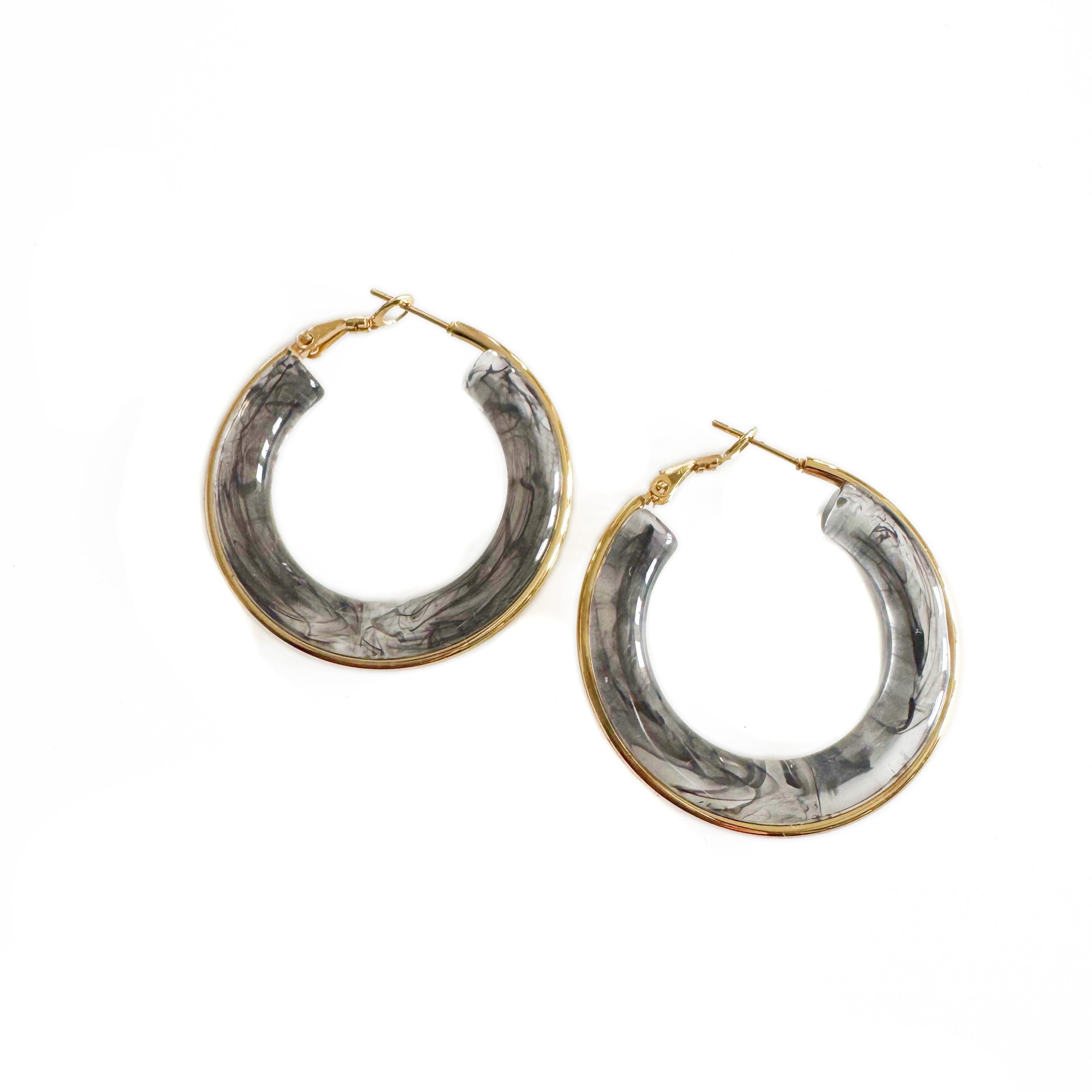 Oreilia Grey Semi Transparent Hoop Earrings