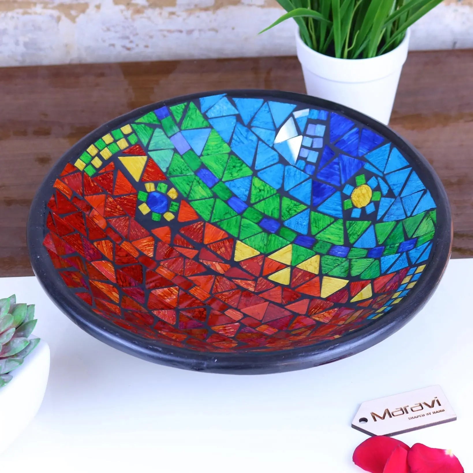 Rania Large Mosaic Bowl Rainbow Multicolour 30cm