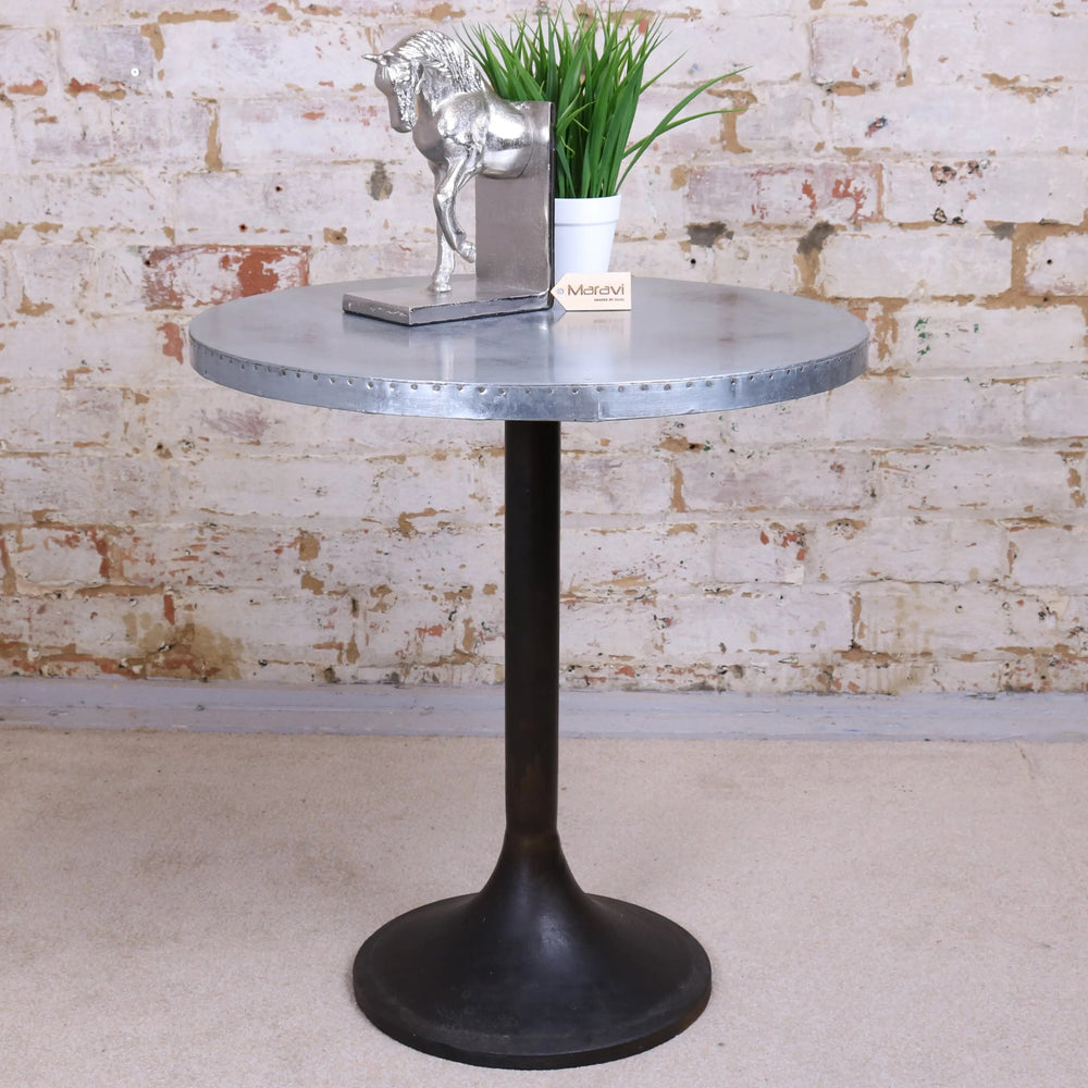 Hatra Industrial Style Round Side Table - Rustic Charm Meets Modern Design