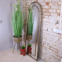 Samelia Elegant Full Length Arch Mirror in Antiqued Gold