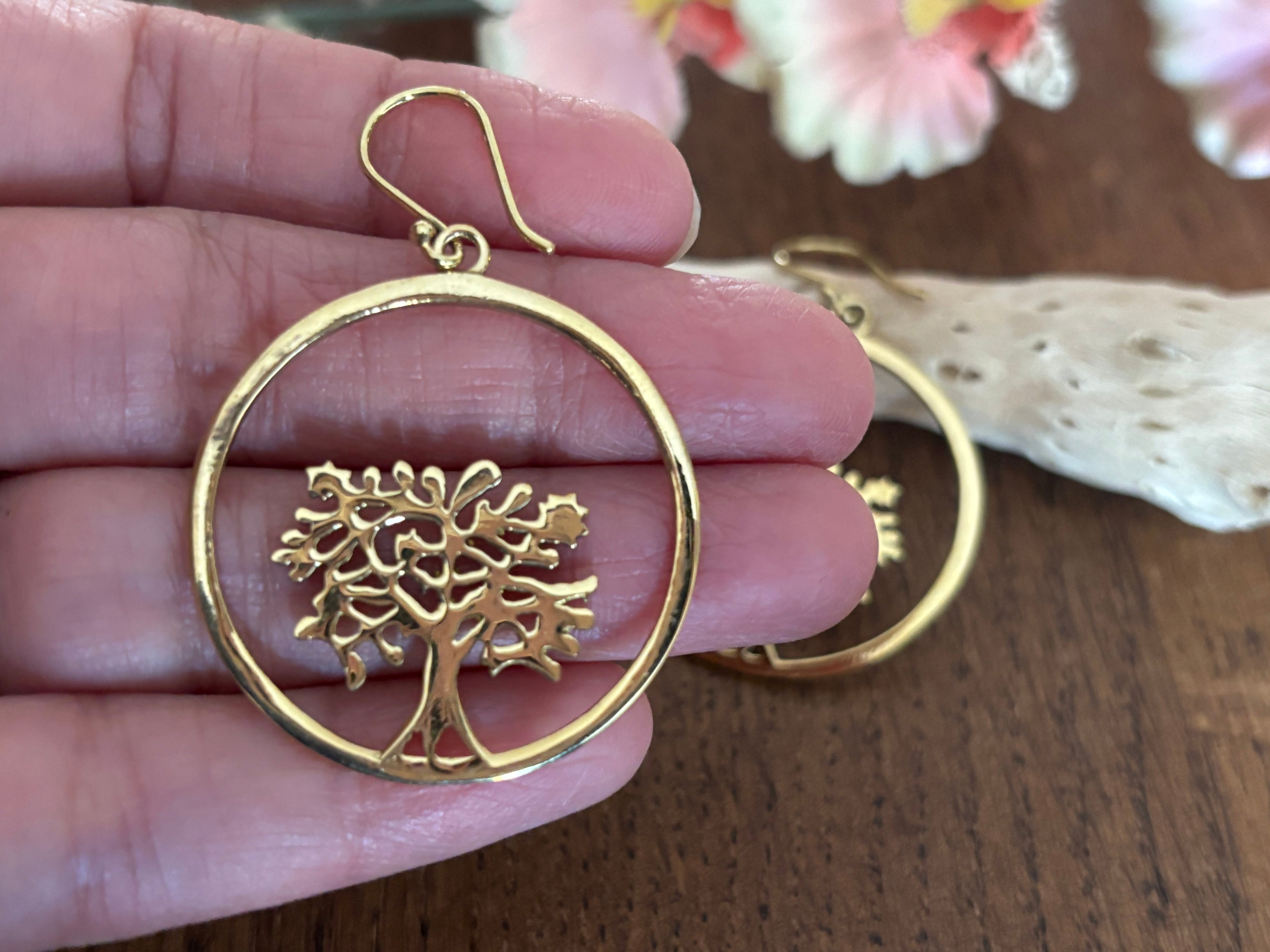 Tree of Life Brass Earrings.