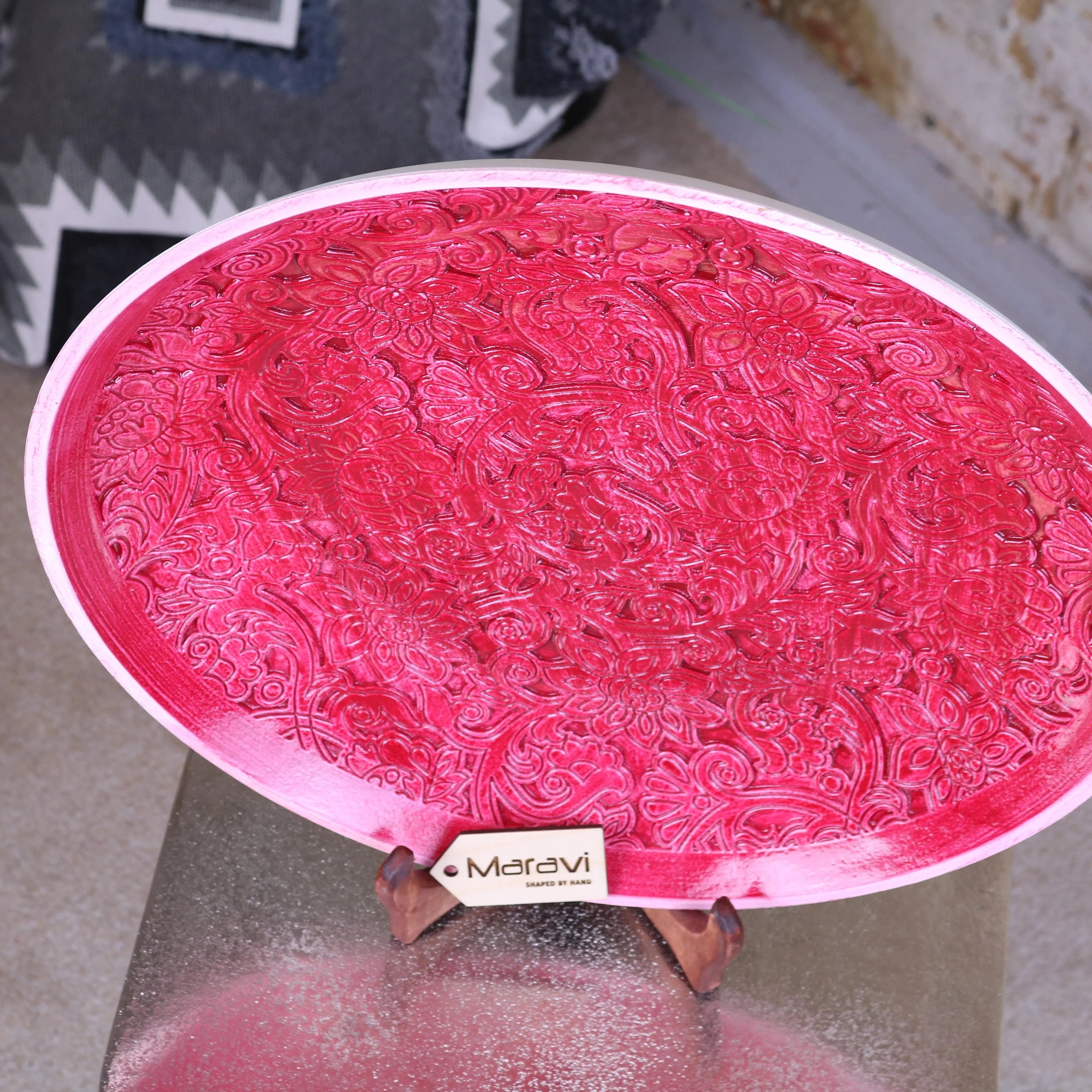 Paluru Fuchsia Pink Decorative Bowl - Artistic Centrepiece for Your Home
