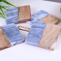 Salya Grey Marble and Wood Luxury Coasters