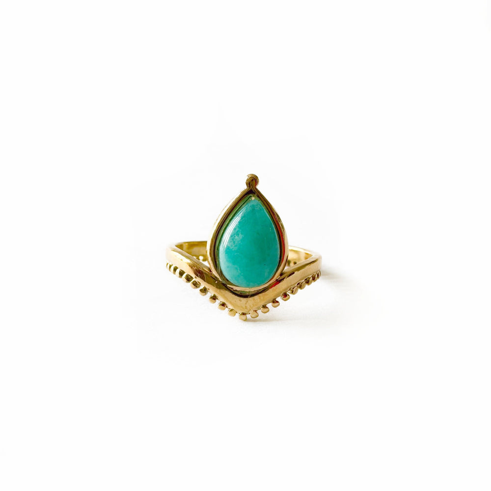 Emmy Luxe 18k Gold Plated Turquoise Stone Ring