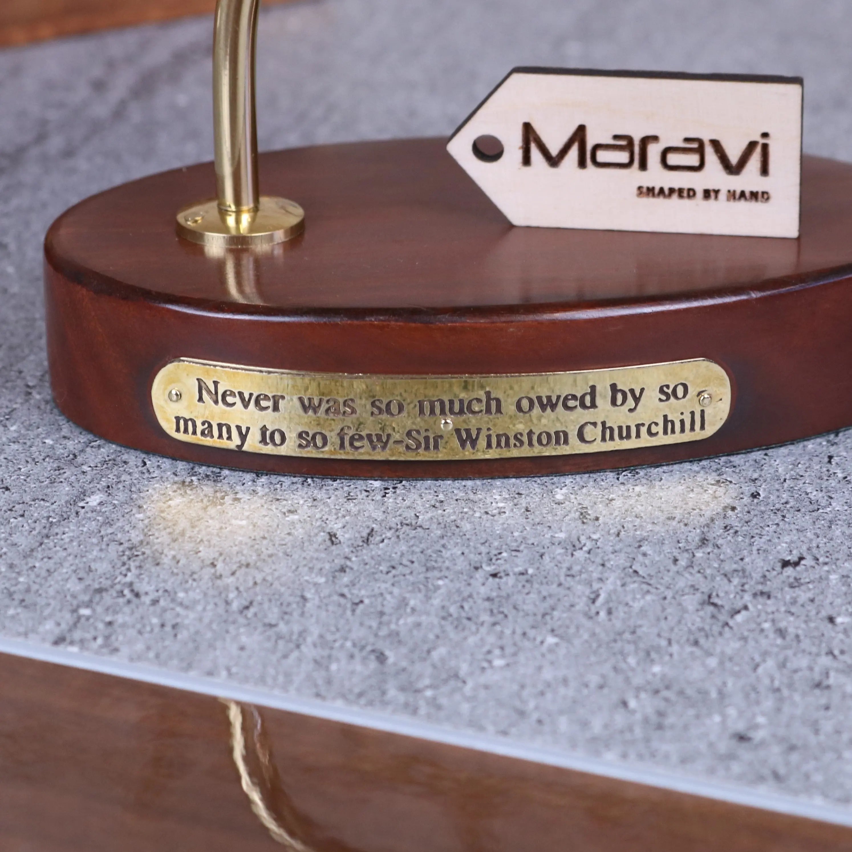 Brass Spitfire Model with Inspirational Churchill Quote Plaque