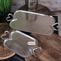 Punji Luxury Heart Handle Serving Trays Set - Stylish Aluminium Decor & Functionality