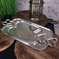 Punji Luxury Heart Handle Serving Trays Set - Stylish Aluminium Decor & Functionality