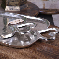 Punji Luxury Heart Handle Serving Trays Set - Stylish Aluminium Decor & Functionality