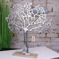 Lolam Tree Sculpture in Cast Aluminium on Mango Wood Base - 63cm