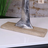 Lolam Tree Sculpture in Cast Aluminium on Mango Wood Base - 63cm