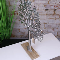 Lolam Tree Sculpture in Cast Aluminium on Mango Wood Base - 63cm
