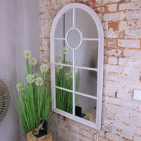 Panna Rustic Window Style Mirror in White Frame - Vintage Charm for Your Home