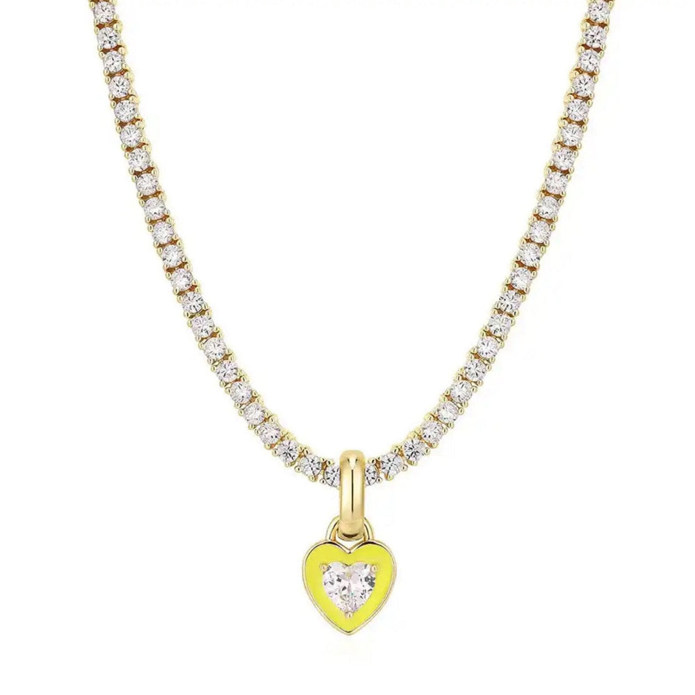 Sola Yellow Heart Charm Jewelled Necklace