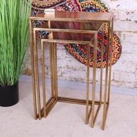Itawa Tall Nest of Tables Gold Frame and Copper