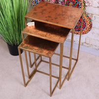Itawa Tall Nest of Tables Gold Frame and Copper