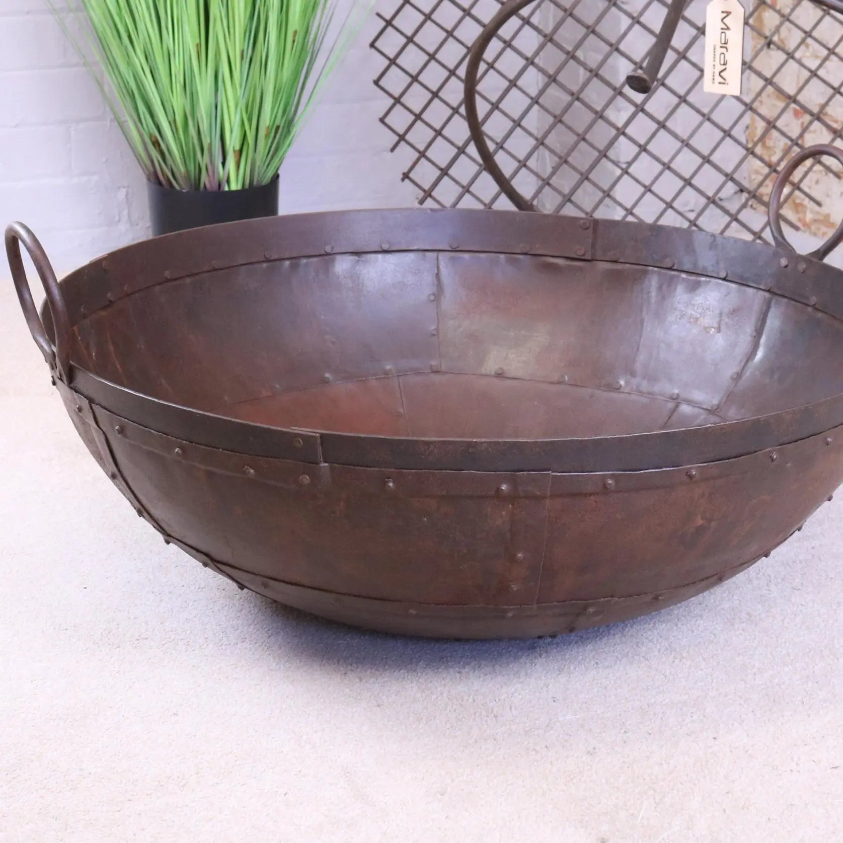 Vintage Kadai Bowl with Stand Garden Fire Pit Bowls