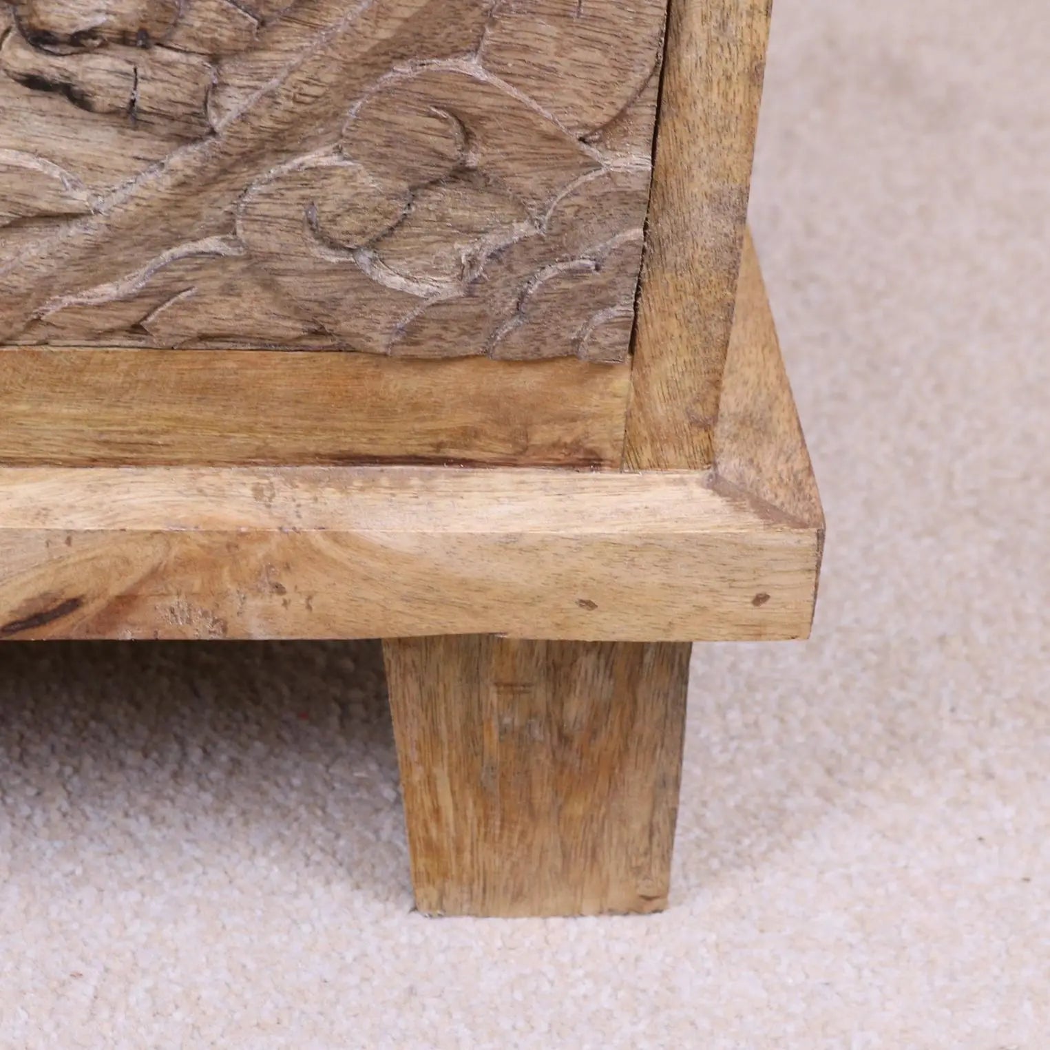 Ladha Mango Wood Carved Bedside Table Cabinet