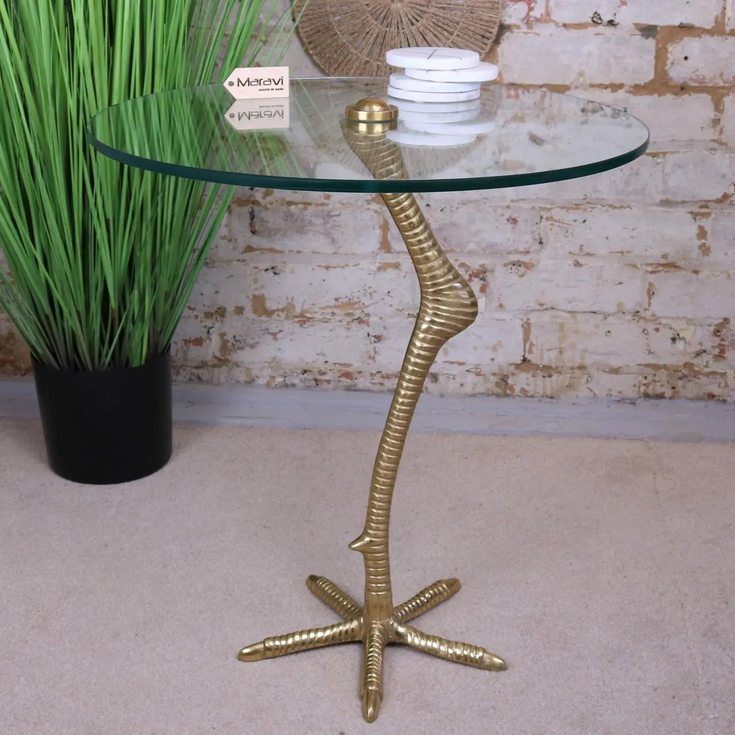Maraal Flamingo Side Table Gold Leg Glass Top