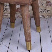 Joypur Mango Wood Bedside Cabinet with Dimple Design and Gold Accents