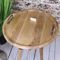 Malipara Industrial Basket Side Table with Wooden Legs
