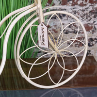 Vintage White Bike Planter - Charming Tricycle-Style Metal Decor