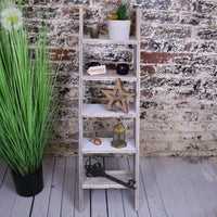 Solwa Vintage Grey Wooden Decorative Ladder for Stylish Home Display