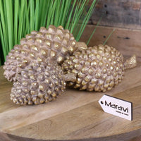 Kurki Antique Gold Pinecone Ornaments - Set of 3 Decor Creations