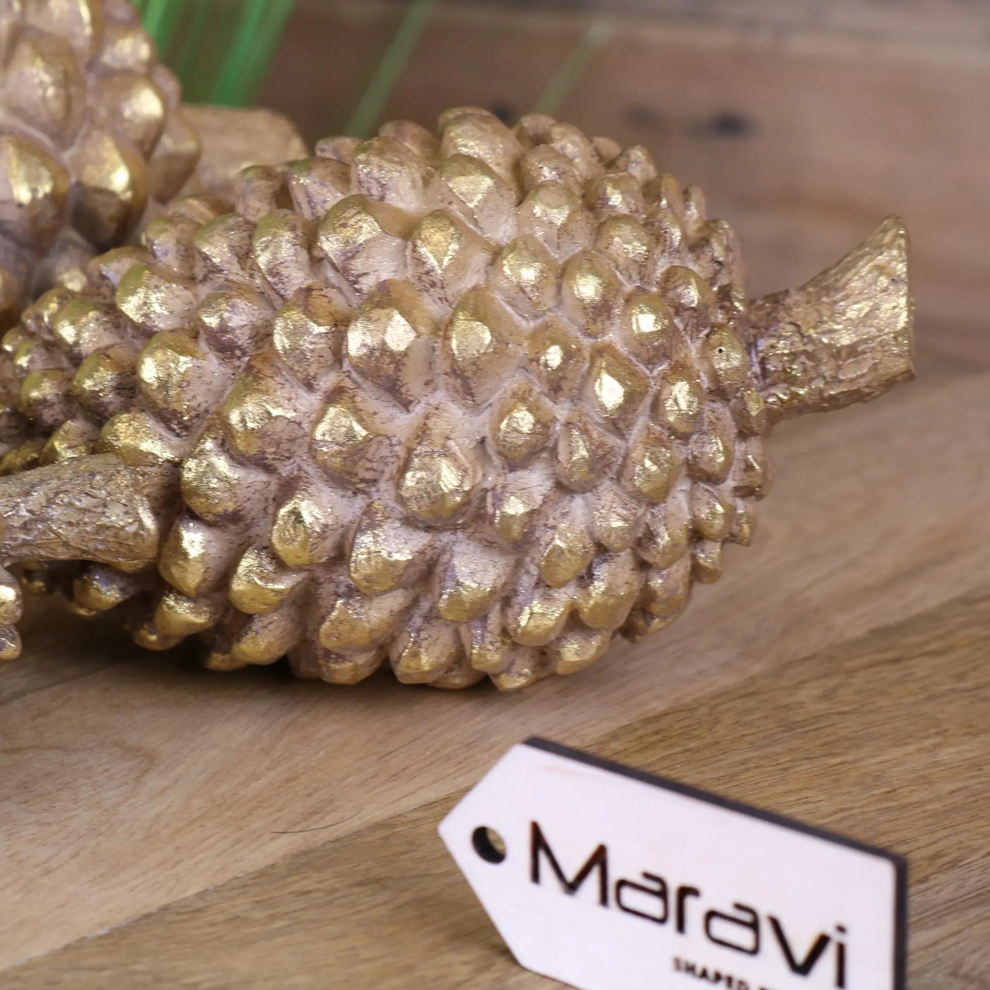 Kurki Antique Gold Pinecone Ornaments - Set of 3 Decor Creations