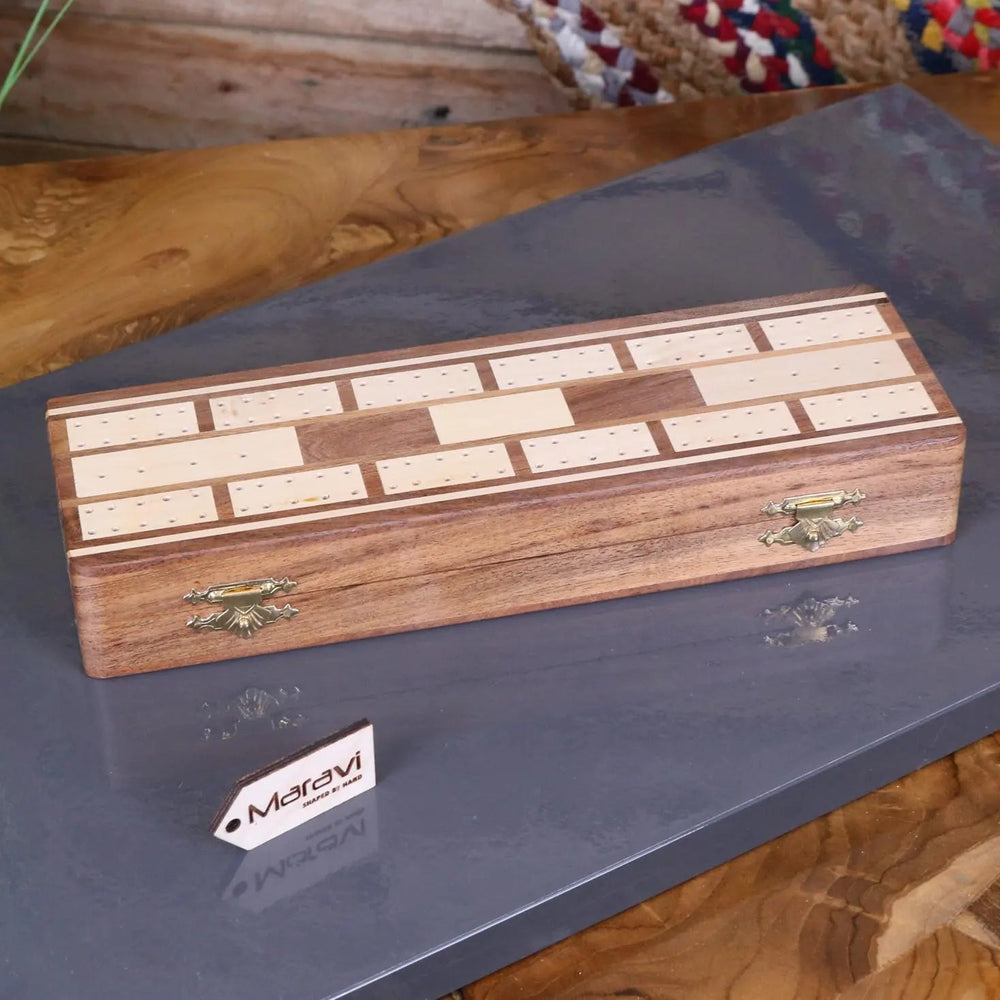 Deori Sheesham Wood Portable Cribbage Set with Presentation Box